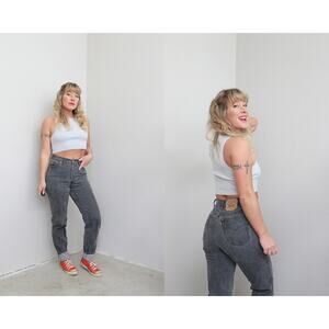 1990's Vintage Levi's 17501 USA Made Gray Mom Jeans Women's XXS XS 25" 26" Waist